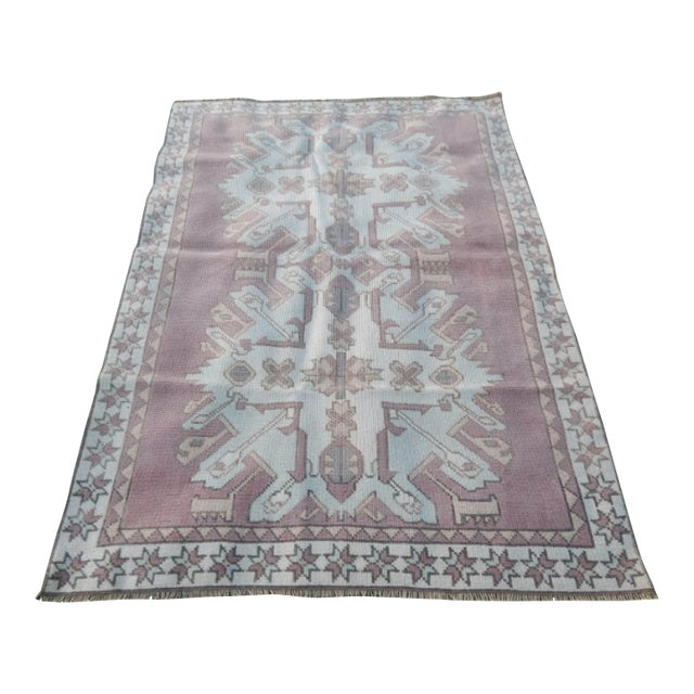 Vintage Turkish Kars Rug 3′11″ × 5′6″ For Sale