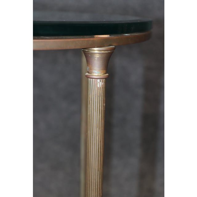 Metal Brass Directoire Style Glass Top End Table For Sale - Image 7 of 8