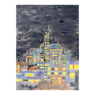 1965 Kay Yares City Skyline Painting For Sale
