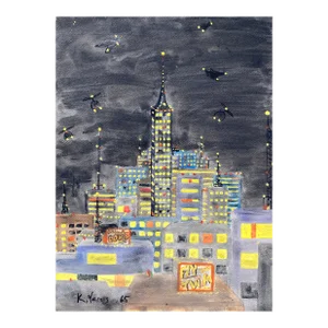 1965 Kay Yares City Skyline Painting