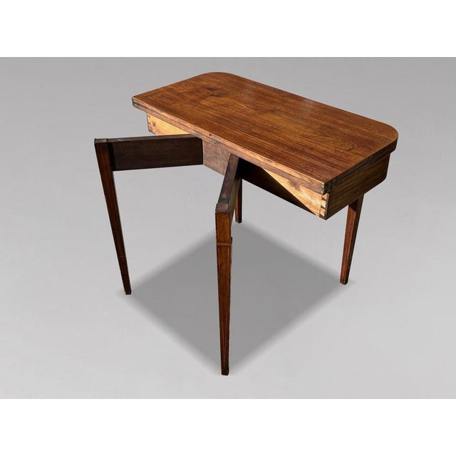 Antique George III Mahogany Inlaid Fold-Over Tea Table, 1780 For Sale - Image 4 of 14