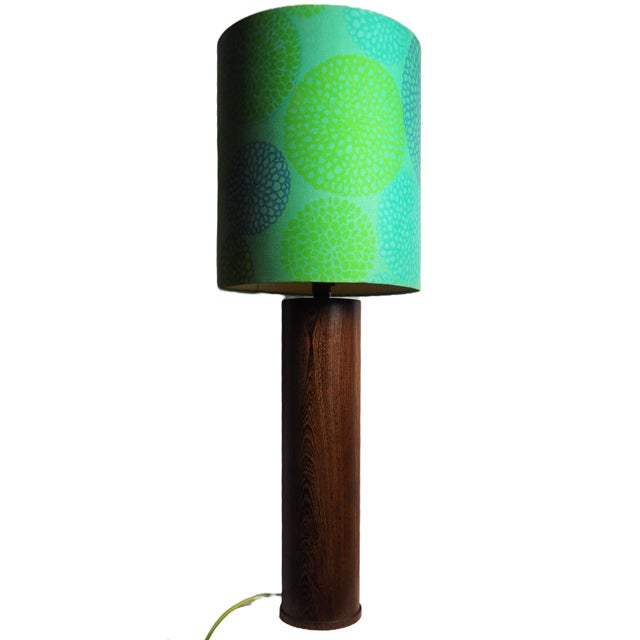 Tall vintage swedish scandinavian mid-century modern table lamp in dark wenge wood with textile shade by göta trägårdh,...