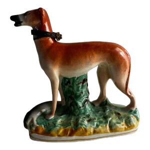 1950s Greyhound Hunting Dog Staffordshire Ceramic Sculpture