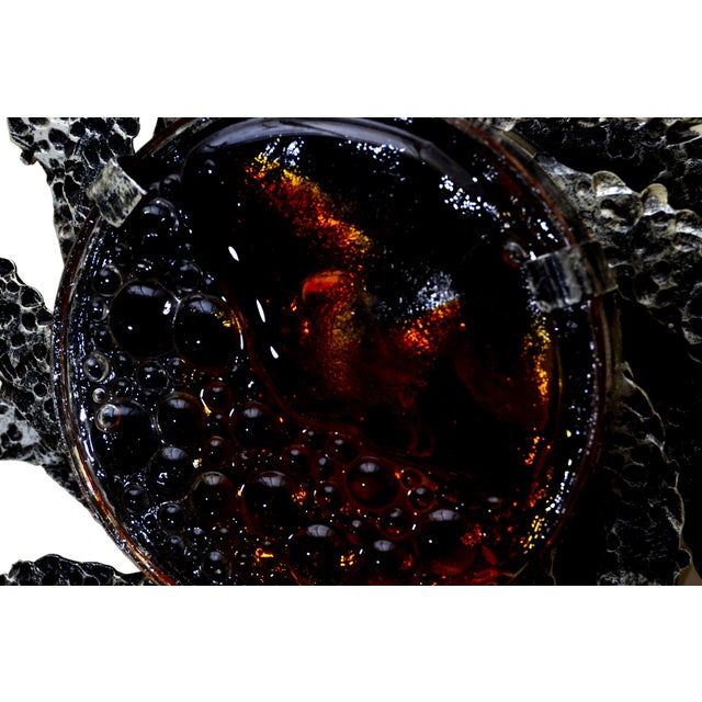 Mazzega Murano Set 2 Mazzega Murano Italian Brutalist Glass Sconces For Sale - Image 4 of 7