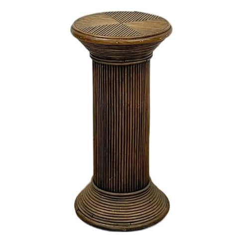Vintage Pencil Reed Pedestal Gabriella Crespi Style Coastal Boho MCM Decor For Sale