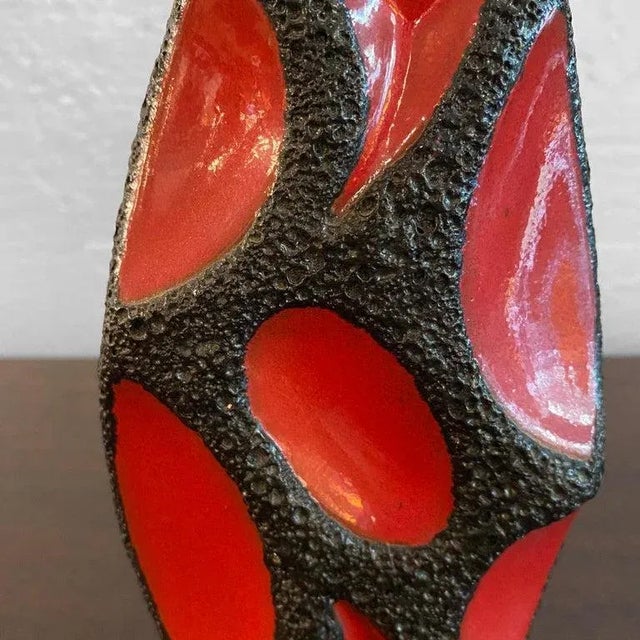 Red 1960s West German Fat Lava Guitar Vase by Roth Keramik For Sale - Image 8 of 11