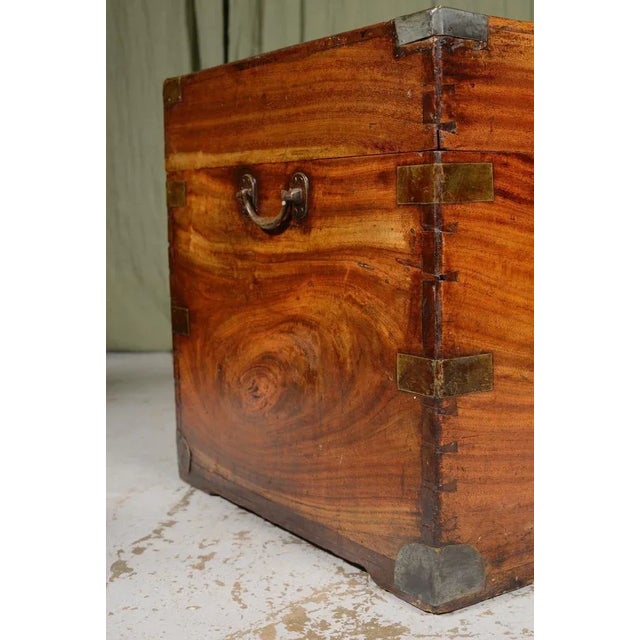 Large Double Lock Camphor Wood Campaign Chest, 1850s For Sale - Image 4 of 12