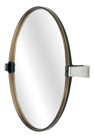 Round Space Age Pivot Mirror in Smoked Acrylic from Allibert, France, 1970s