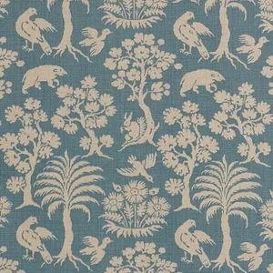 Schumacher Woodland Silhouette Fabric in Cadet
