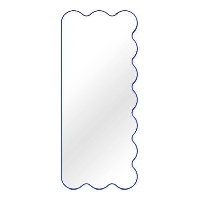 Hvyli Q11 - Full Length Asymmetrical Wavy Blue Mirror by Oitoproducts For Sale
