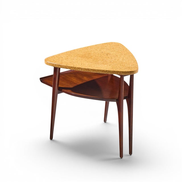 Paul Frankl for Johnson Furniture Mid Century Cork and Mahogany Side End Table For Sale - Image 9 of 9