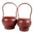 19th Century Antique Hand-Made Red Lacquer Chinese Covered Baskets—A Pair For Sale