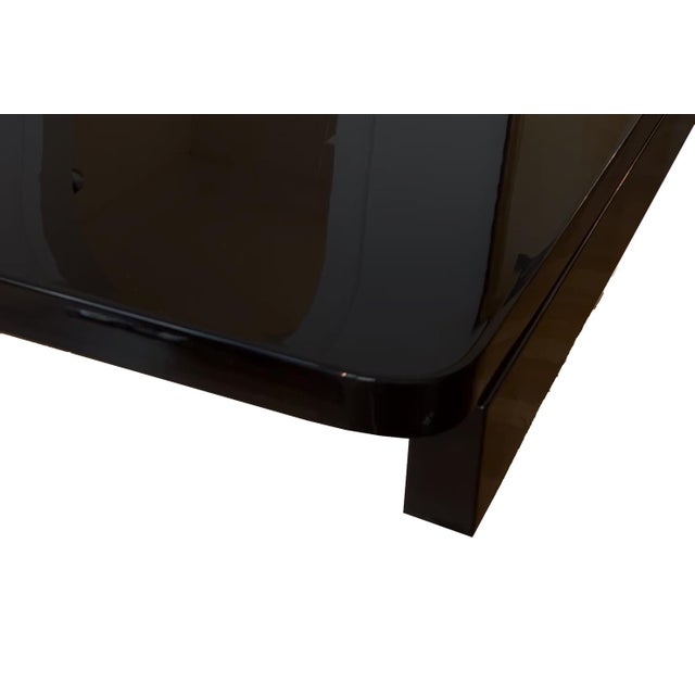 Black Art Deco Dining Table in Makassar Ebony and Black Lacquer with Gondola Base, 1930 For Sale - Image 8 of 18