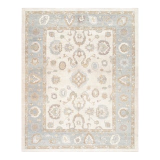 Pasargad Home Oushak Ivory/L.Blue Wool Area Rug-12' 2'' X 15' 2'' For Sale