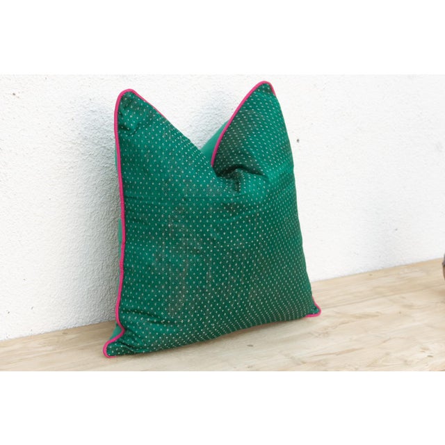 Traditional Bela Green Dotted Ahir Handloom Pillow For Sale - Image 3 of 5