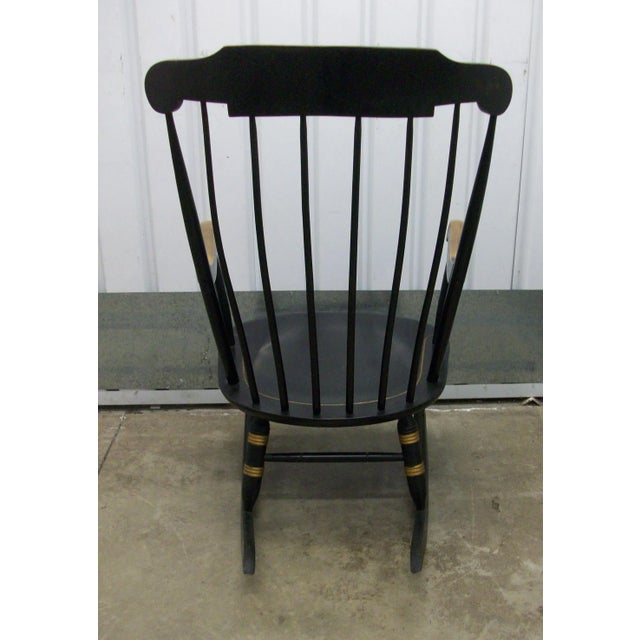 1970's Vintage Black Nichols & Stone Painted Hitchcock Style Rocking