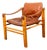 Mid Century Danish Modern Lounge Chair Safari Brown Leather Arm Sling Vintage For Sale