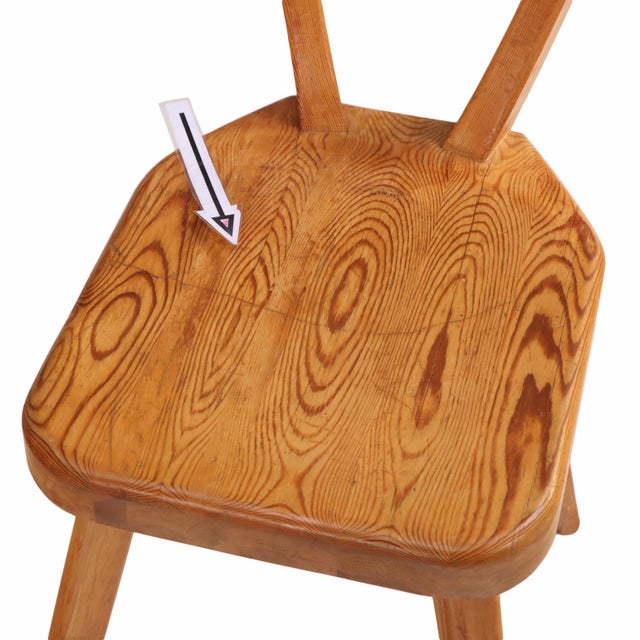 1940s Swedish Brutalist Pine Dining Chairs, Set of 4 For Sale - Image 9 of 9