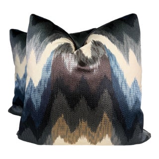 Anna French "Kamut Embroidery" in Winter 22" Pillows- For Sale