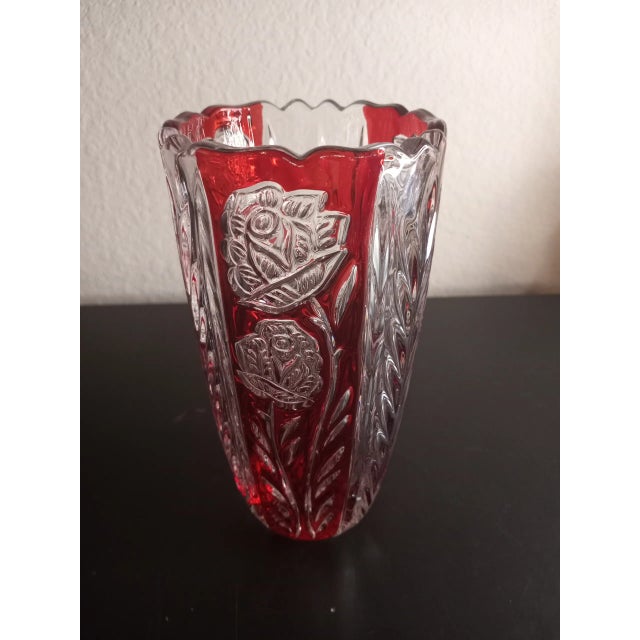 Hofbauer German Cut to Clear Lead Crystal Vase For Sale - Image 4 of 6