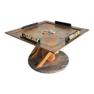 Vintage Monumental Wood Scrabble Board Game Table For Sale