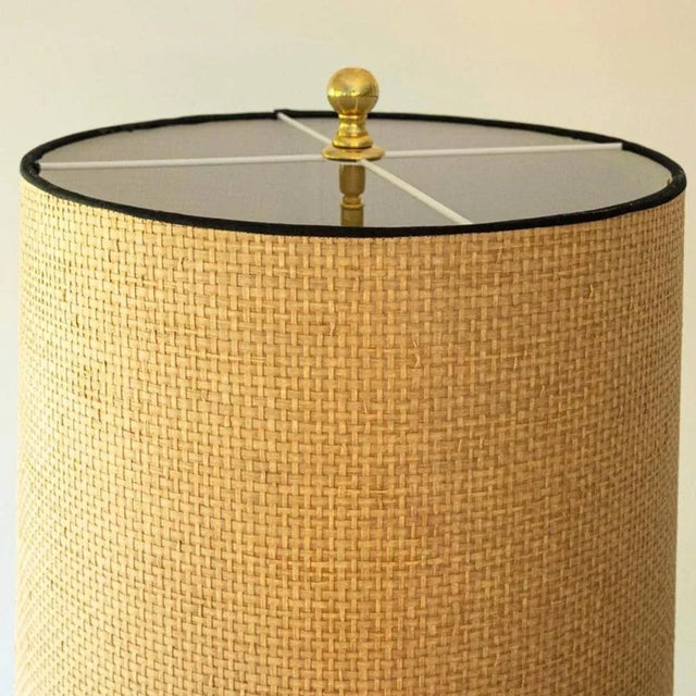 Ceramic Floor Table Lamp with Silk Lampshade attributed to R. Houben, 1970s For Sale - Image 6 of 12