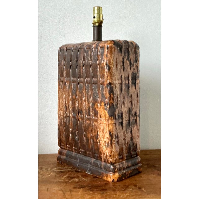 Vintage Boho Monumental Ceramic Weave Lamp For Sale - Image 12 of 12