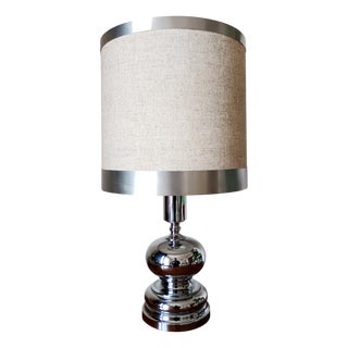 Vintage Chrome Table Lamp, 1970 For Sale