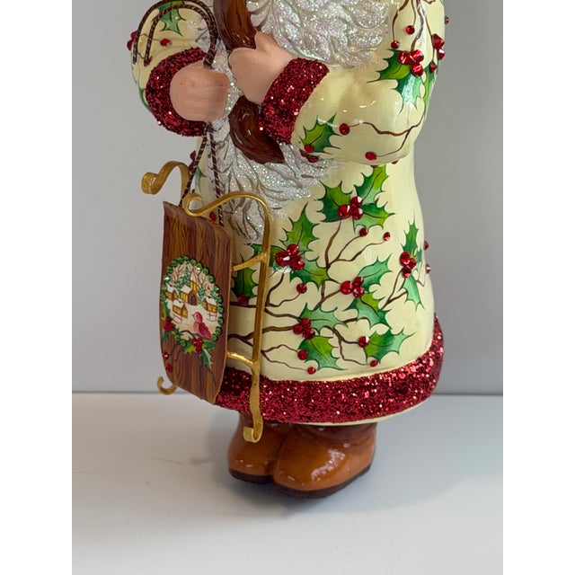 Patricia Breen “Holly’s” Santa Hand-Painted Glass Christmas Ornament For Sale In Orlando - Image 6 of 12