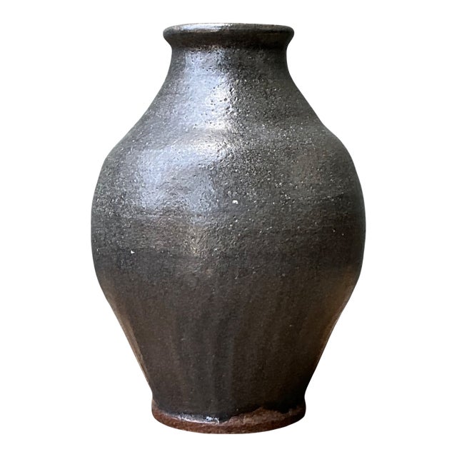 Vintage Handcrafted Stoneware Vase For Sale