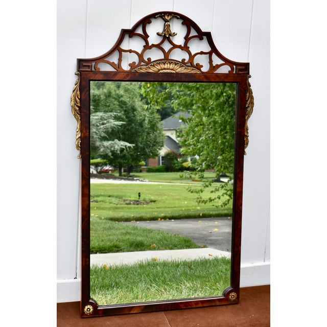 Antique Chippendale Mahogany Fretwork Wall Mirror Gilt Shell Accents For Sale - Image 4 of 15