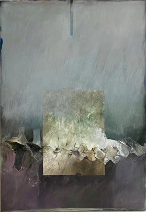 Katherine Chang Liu, Mixed Media Asian Abstract Collage Painting Katherine Chang Liu Chinese American, 1999