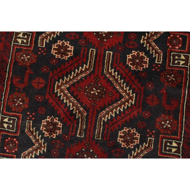 Textile Baloch Rug 3’3” X 6’5” Blue Wool Vintage Tribal Hand-Knotted Oriental Carpet For Sale - Image 7 of 12