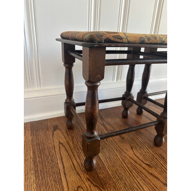 Late 19th or Early 20th Century English Mahogany Petite Footstools With Tapestry Fabric, a Pair For Sale - Image 6 of 12