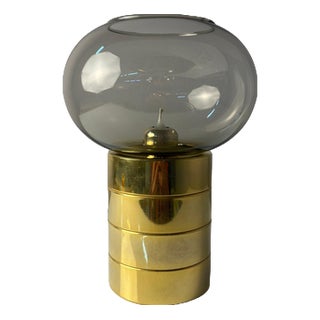 Brass and Smoked Glass Candlestick from Föhl For Sale
