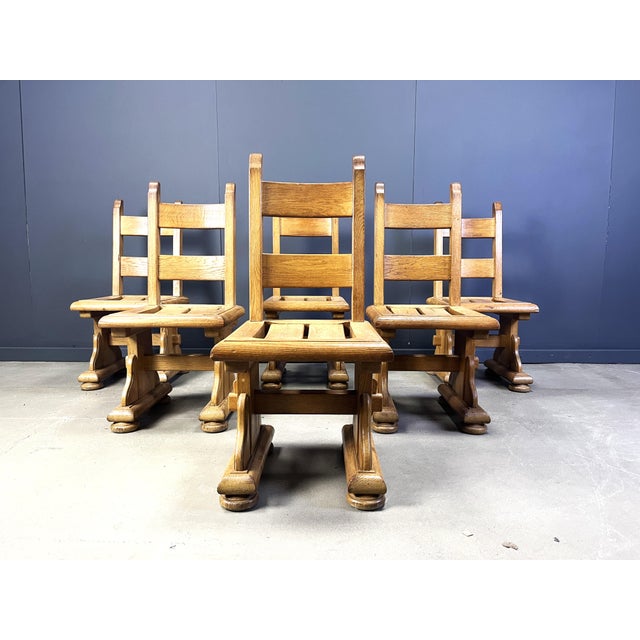 Brutalist Oak Dining Chairs, 1960s, Set of 6 For Sale - Image 9 of 11