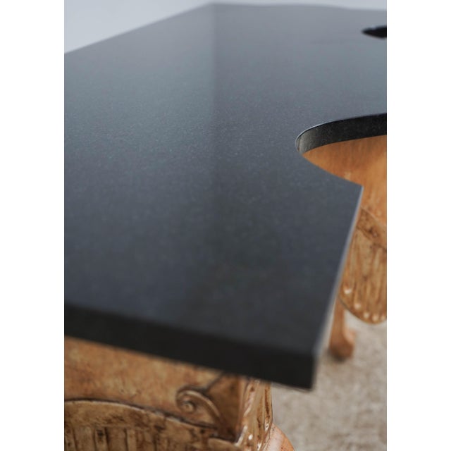 1970s Gilted & Painted Granite Top Console Table For Sale - Image 5 of 14