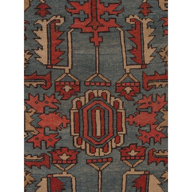 Antique Persian Serapi Carpet Handmade Wool Oriental Rug Rust, Ivory, Light Blue For Sale In New York - Image 6 of 10