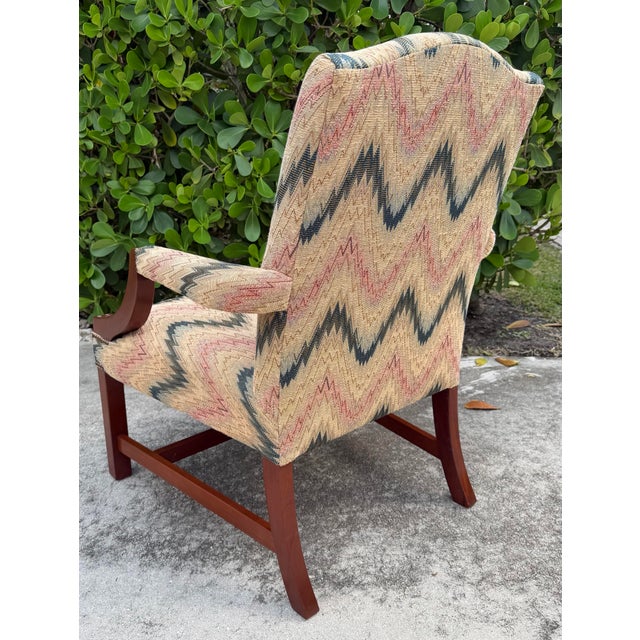 Brown Vintage American Flamestitch Lounge Chair With Nailhead Trim For Sale - Image 8 of 12