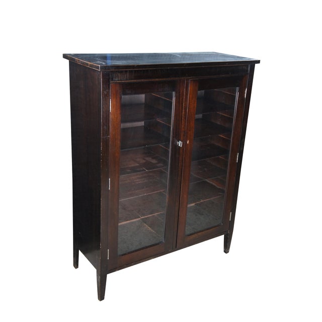 Mission Antique Novelty Wood Works Co. Mission Style Mahogany Bookcase Display Cabinet For Sale - Image 3 of 14