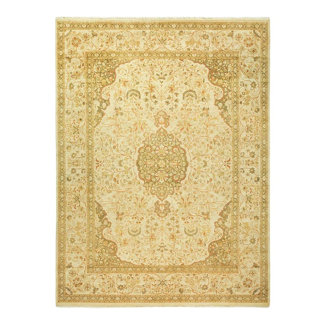 Mogul Collection Hand-Knotted Area Rug - Ivory 9' 3" x 12' 2" For Sale