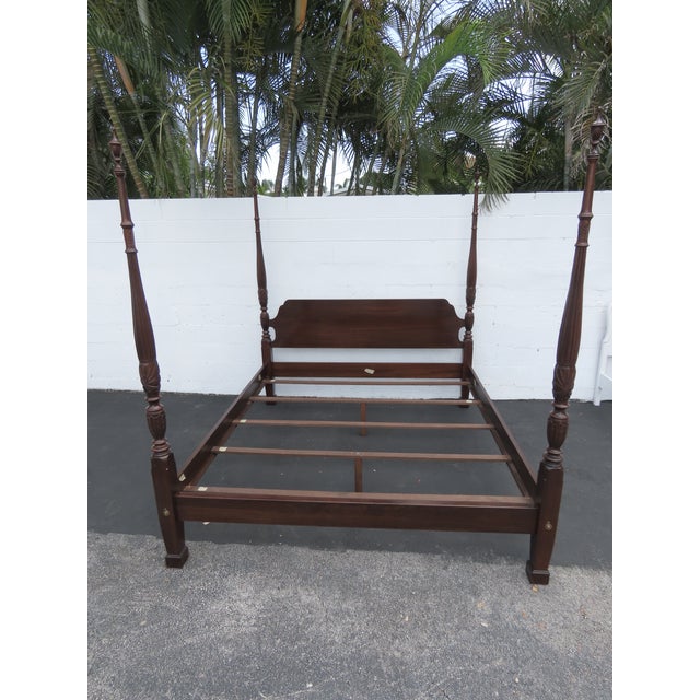 Carved Mahogany King Size Poster Bed 6444 For Sale - Image 9 of 18