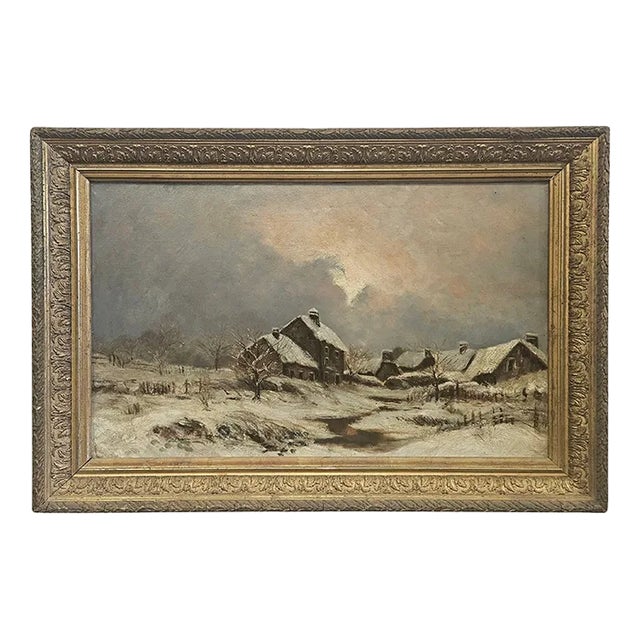 Snowy Landscape, 1960s, Oil on Canvas For Sale
