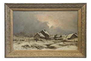 Snowy Landscape, 1960s, Oil on Canvas