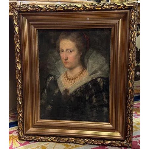 Portrait of a Noble Lady, Spanish or Flemish School, oil on canvas, 17th century Oil on canvas depicting a high-ranking...