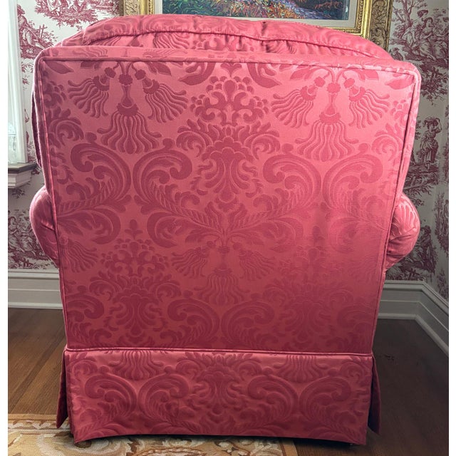 Traditional 1990s Century Furniture Damask Upholstered Club Chair For Sale - Image 3 of 6
