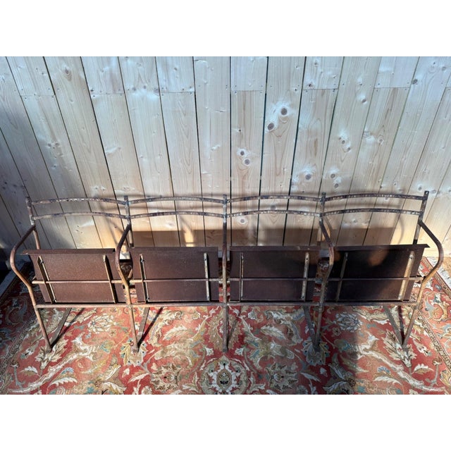 Four-Seater Theatre Bench in Iron and Sheet Metal, 1890s For Sale - Image 4 of 7