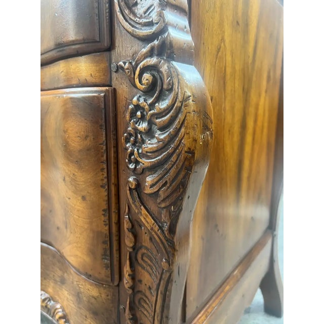 John Widdicomb French Provincial Bombe Serpentine Burl Walnut Commode Dresser For Sale - Image 10 of 13