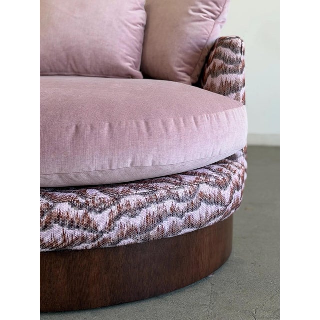 Modern Vintage Baughman-Style Oversized Barrel Lounge Chair For Sale - Image 3 of 11