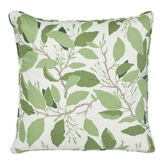Schumacher X Miles Redd Dogwood Leaf 18" Pillow in Ivory For Sale